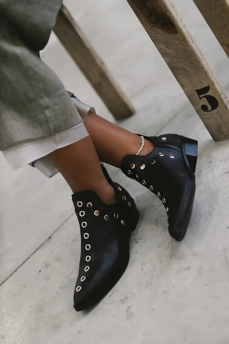 ROSE | STUDDED POINTED ANKLE BOOTS