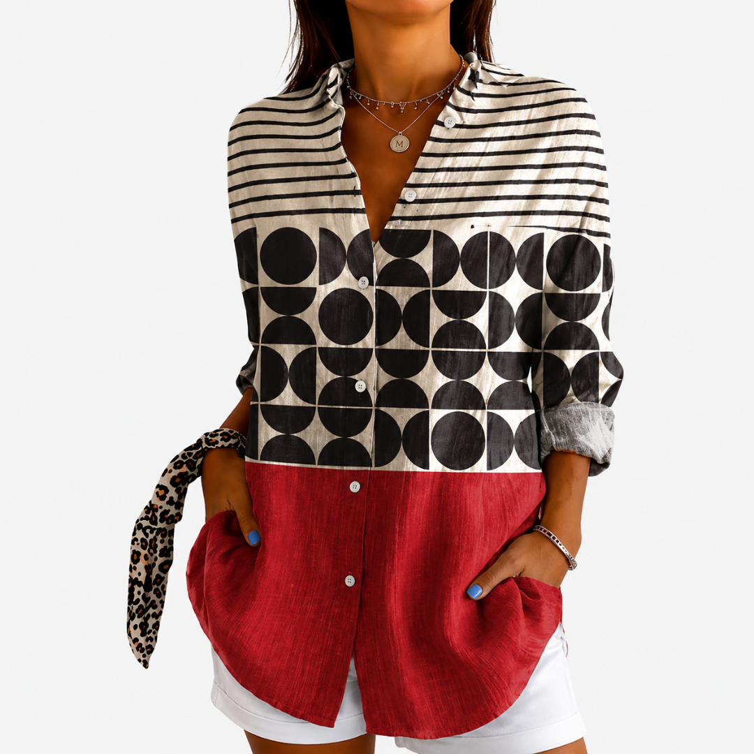 MOLLY | RETRO CHARM COLOURBLOCK BLOUSE