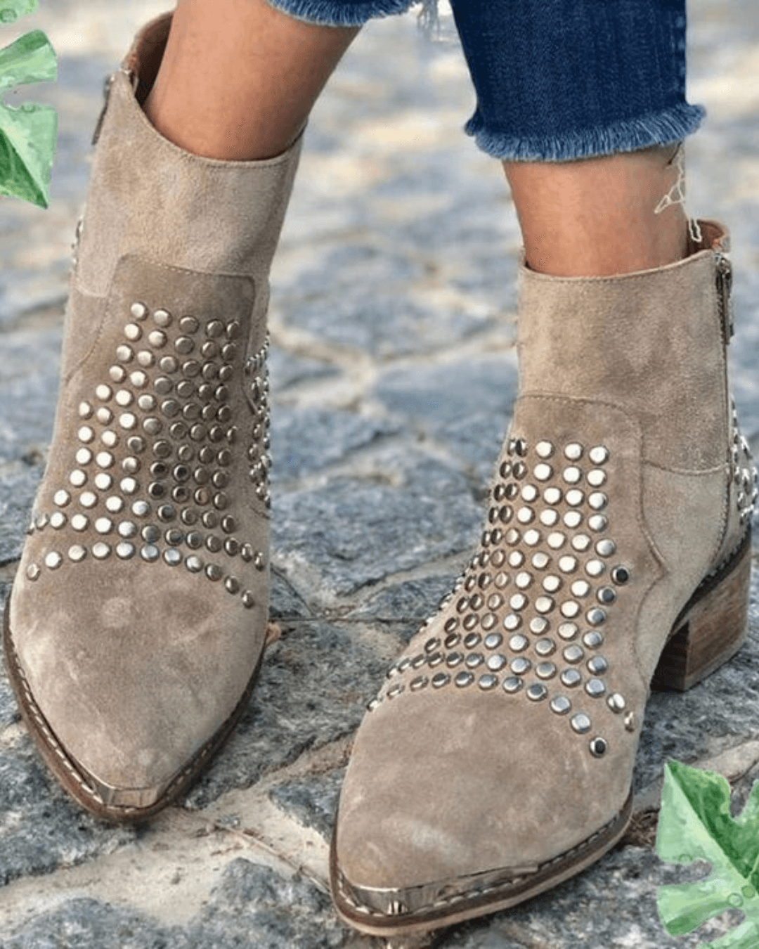 SIMONE | STUDDED POINTED ANKLE BOOTS