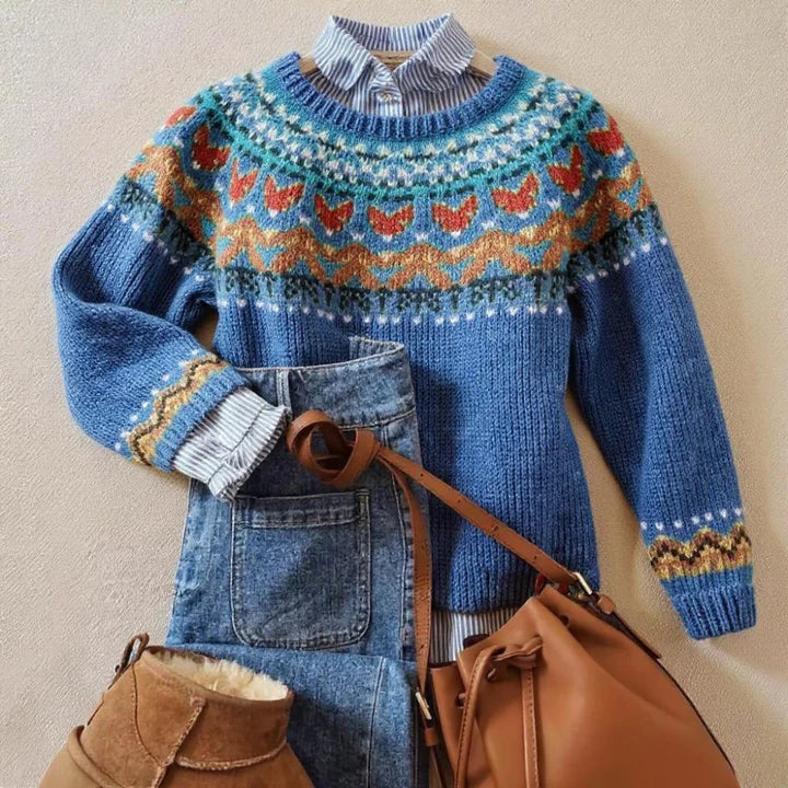 Signe | Denim Blue Nordic Jumper