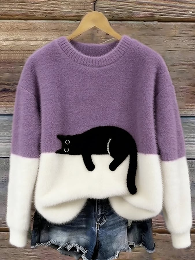 Aileen™ | Elegant Cat Print Oversized Jumper