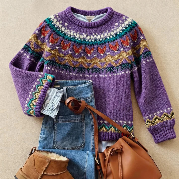 Sigrun | Purple Fair Isle Jumper