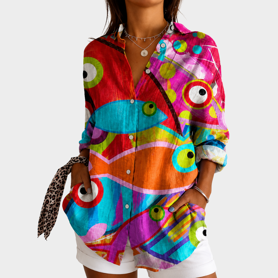 OLIVIA | VIBRANT MOSAIC ART BLOUSE