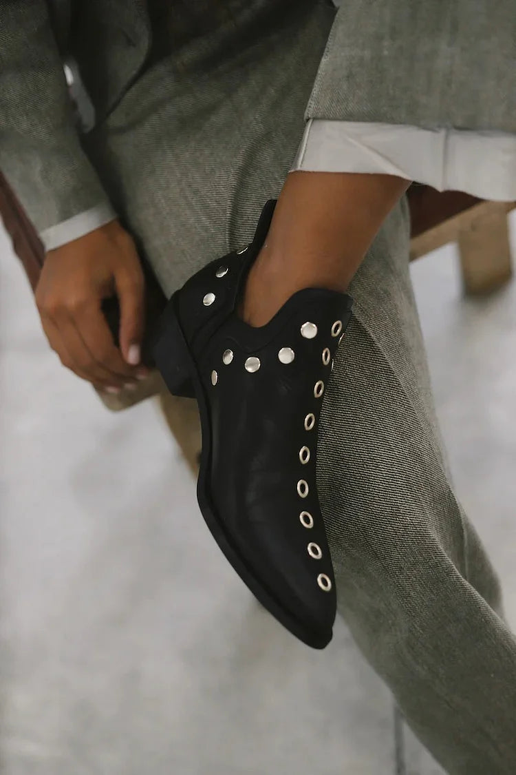 ROSE | STUDDED POINTED ANKLE BOOTS
