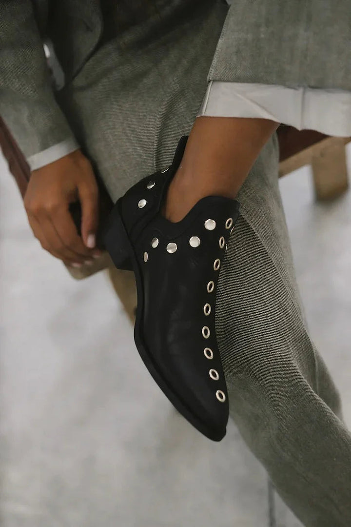 ROSE | STUDDED POINTED ANKLE BOOTS