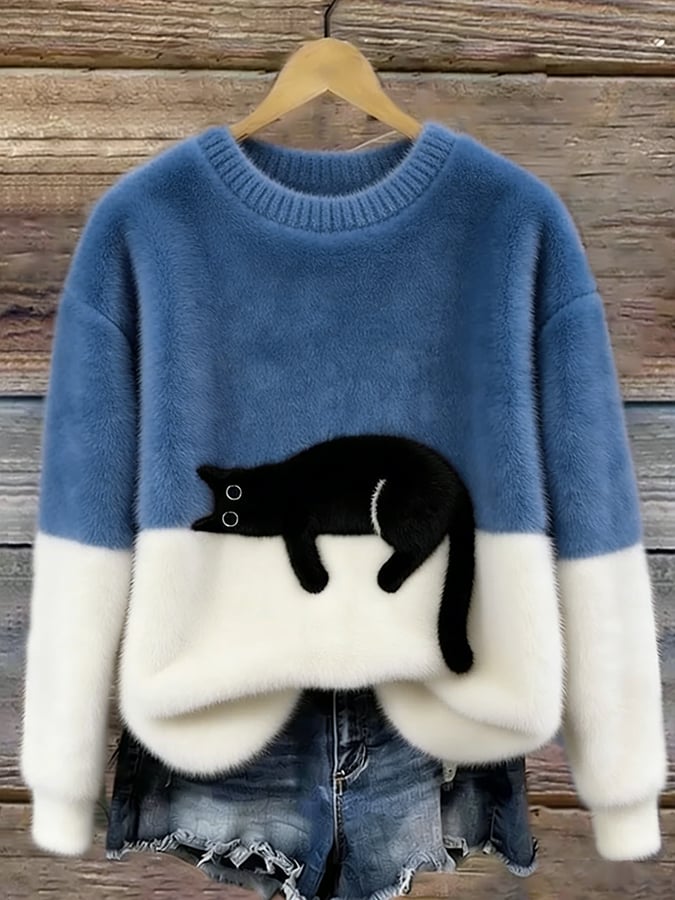 Aileen™ | Elegant Cat Print Oversized Jumper