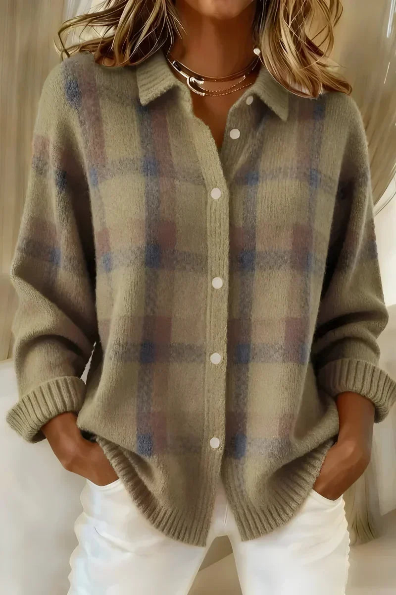 Taylor | Cozy Checked Knit Cardigan