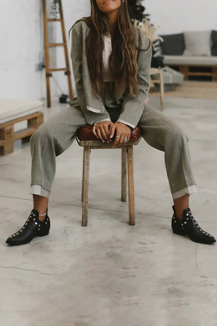 ROSE | STUDDED POINTED ANKLE BOOTS