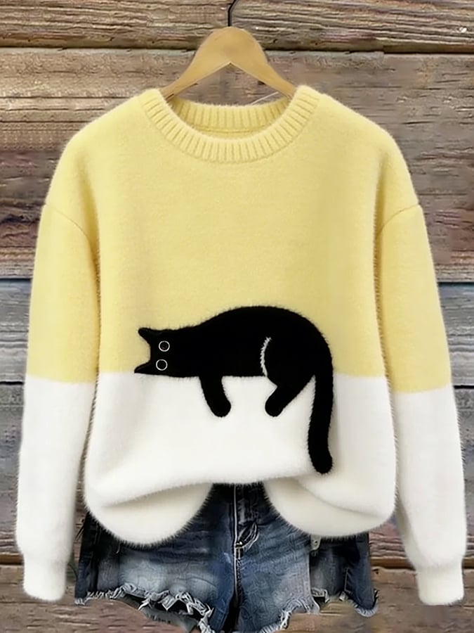Aileen™ | Elegant Cat Print Oversized Jumper