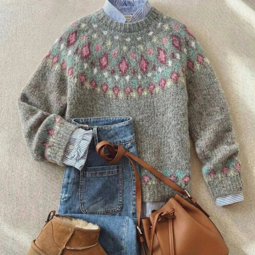 Solara | Rose Fair Isle Yoke Jumper