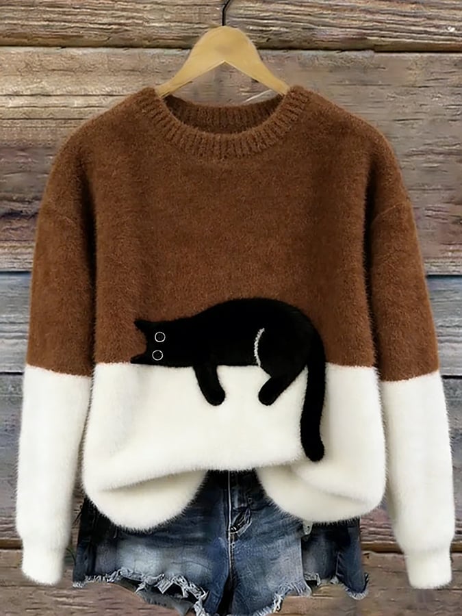 Aileen™ | Elegant Cat Print Oversized Jumper