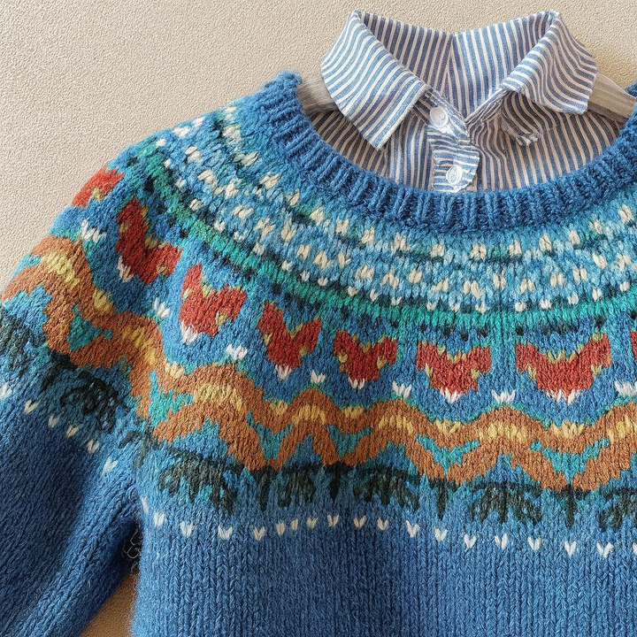 Signe | Denim Blue Nordic Jumper
