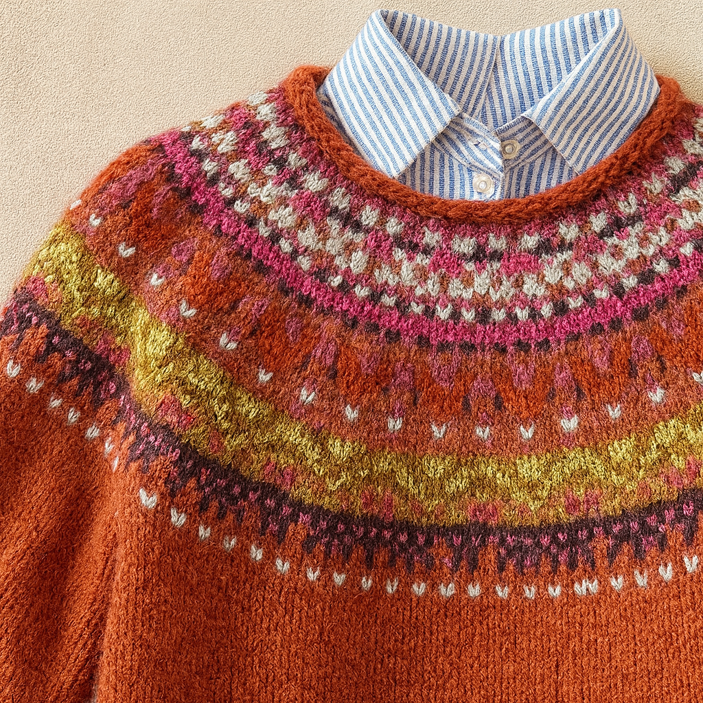 Simona | Deep Red Fair Isle Jumper
