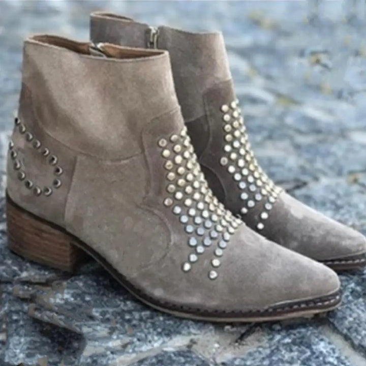 SIMONE | STUDDED POINTED ANKLE BOOTS