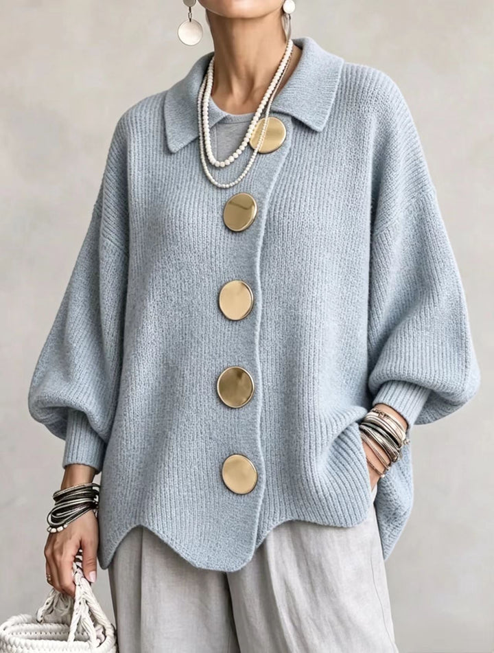 Isadora | Oversized Cardigan with Large Metallic Buttons