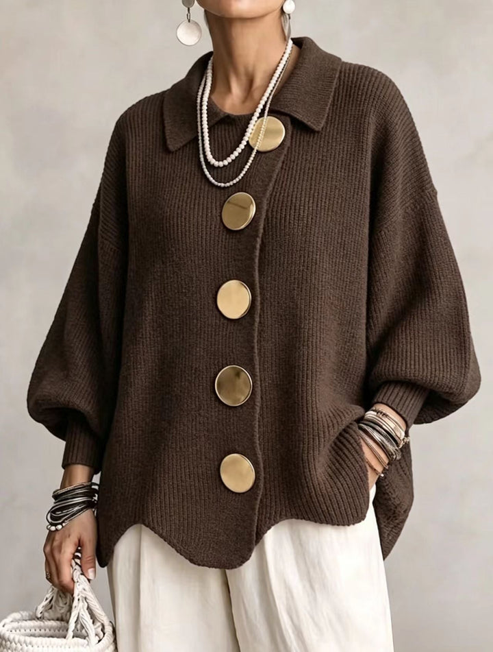 Isadora | Oversized Cardigan with Large Metallic Buttons