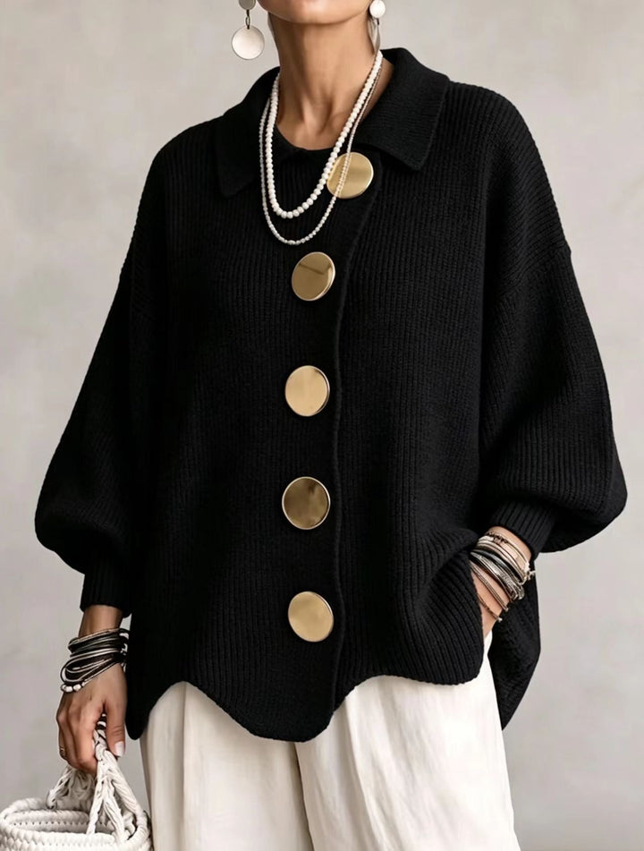 Isadora | Oversized Cardigan with Large Metallic Buttons
