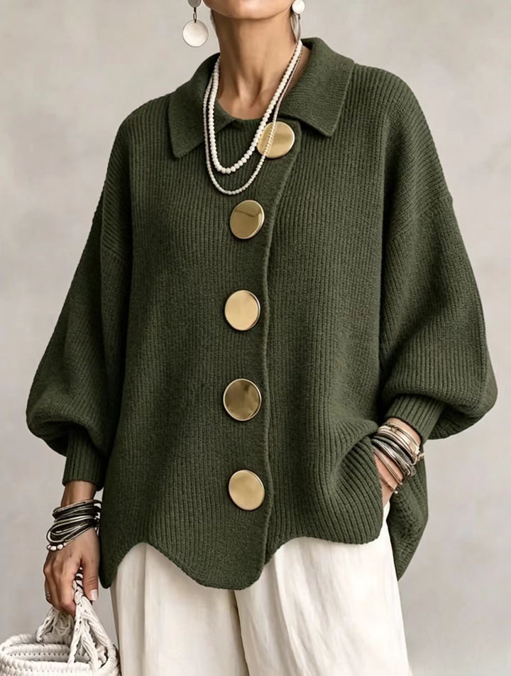 Isadora | Oversized Cardigan with Large Metallic Buttons