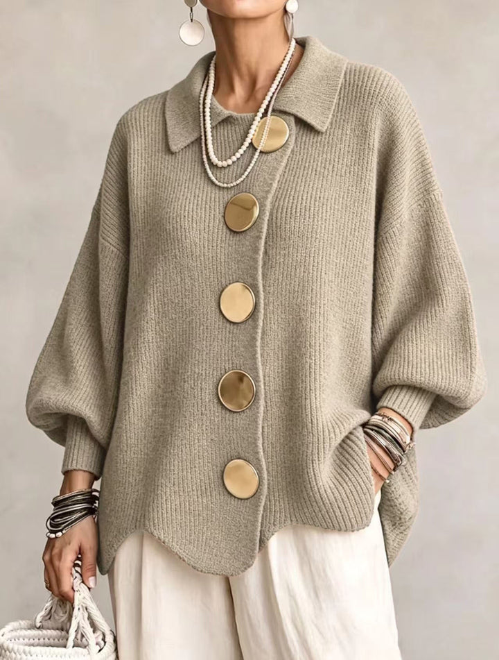 Isadora | Oversized Cardigan with Large Metallic Buttons
