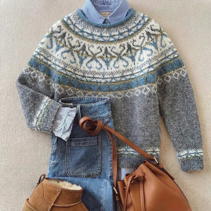 Tove | Pale Grey Nordic Jumper