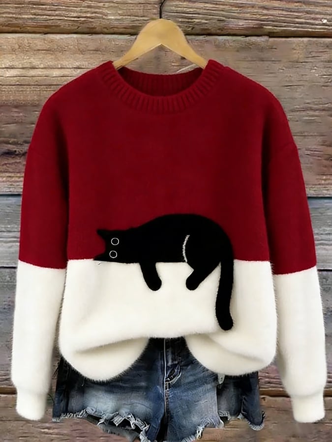 Aileen™ | Elegant Cat Print Oversized Jumper