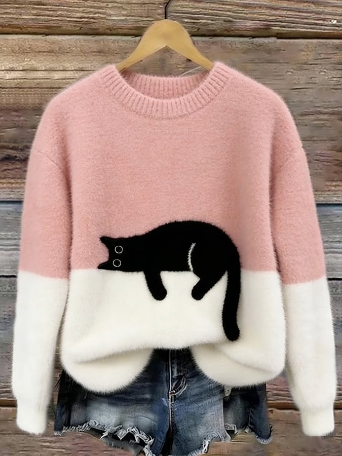 Aileen™ | Elegant Cat Print Oversized Jumper