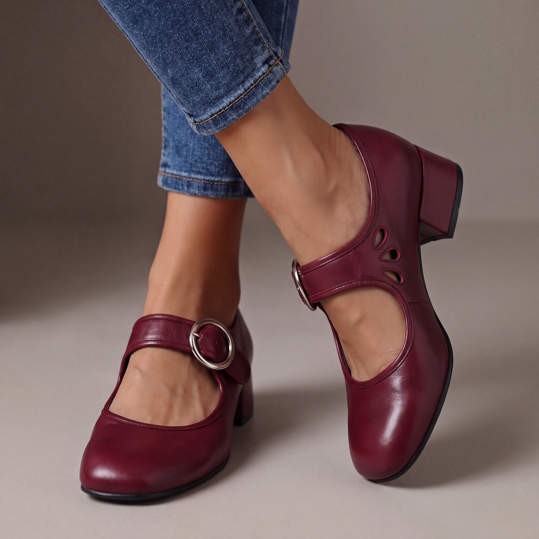 Josephine | Leather Mary Jane Block Heels