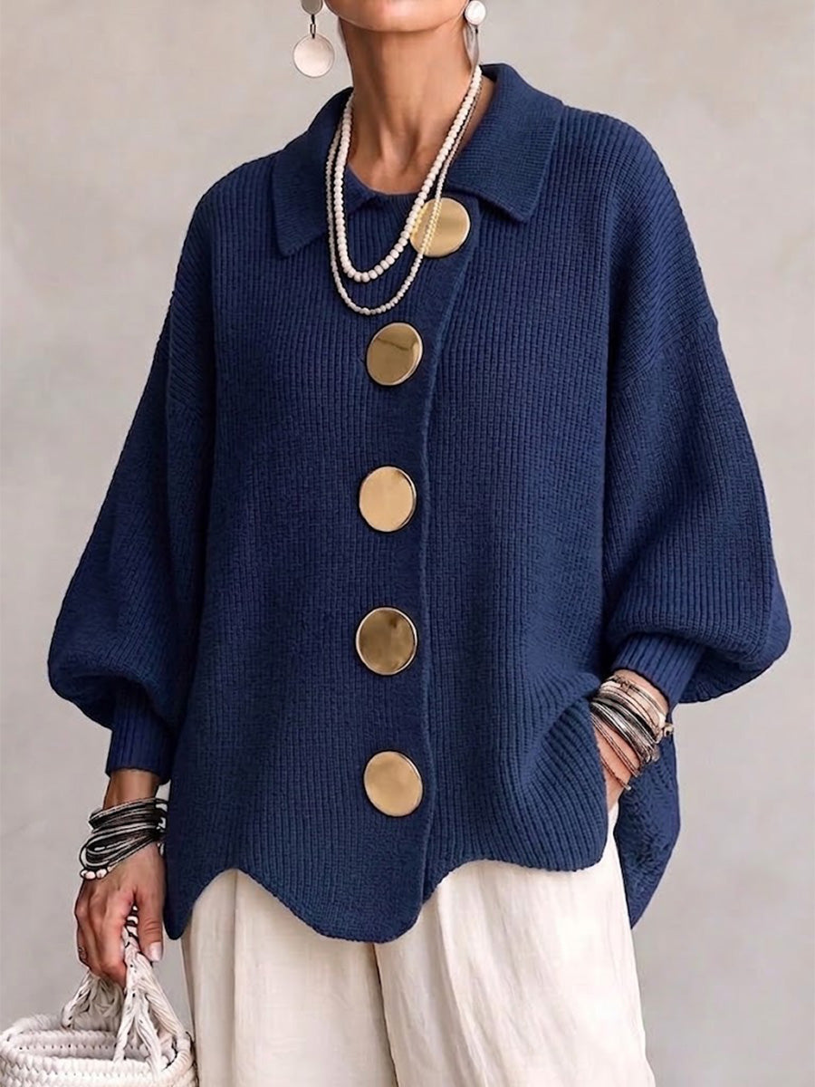 Isadora | Oversized Cardigan with Large Metallic Buttons