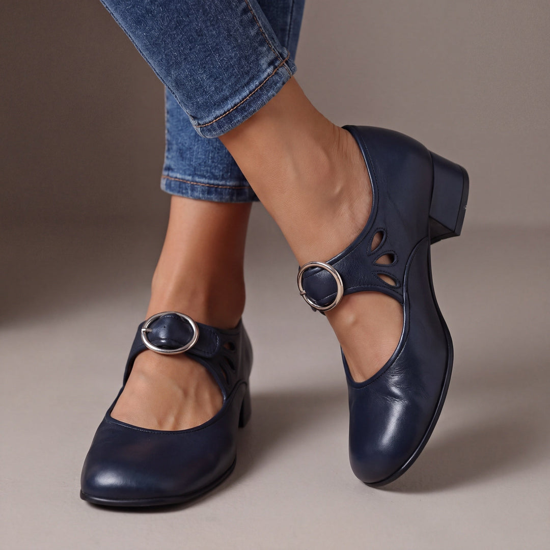 Josephine | Leather Mary Jane Block Heels